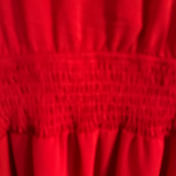 Red sheer dress with knit with long sleeves smd front tie - Picture 6 of 8